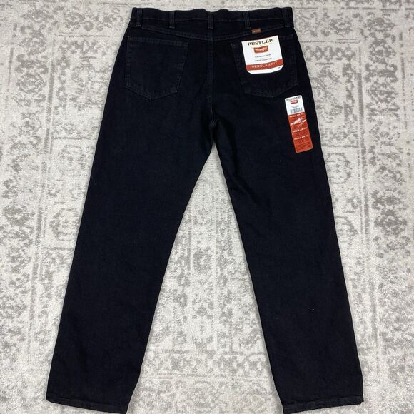 NEW Rustler Jeans Wrangler Regular Fit Straight Leg Black Mens Size 36x30 - Picture 7 of 7